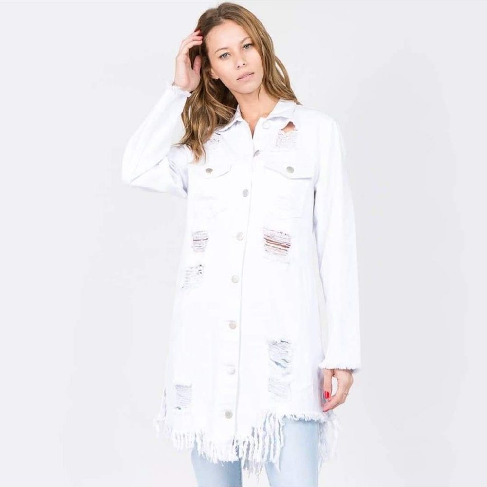 American Bazi White Denim Jacket 3x